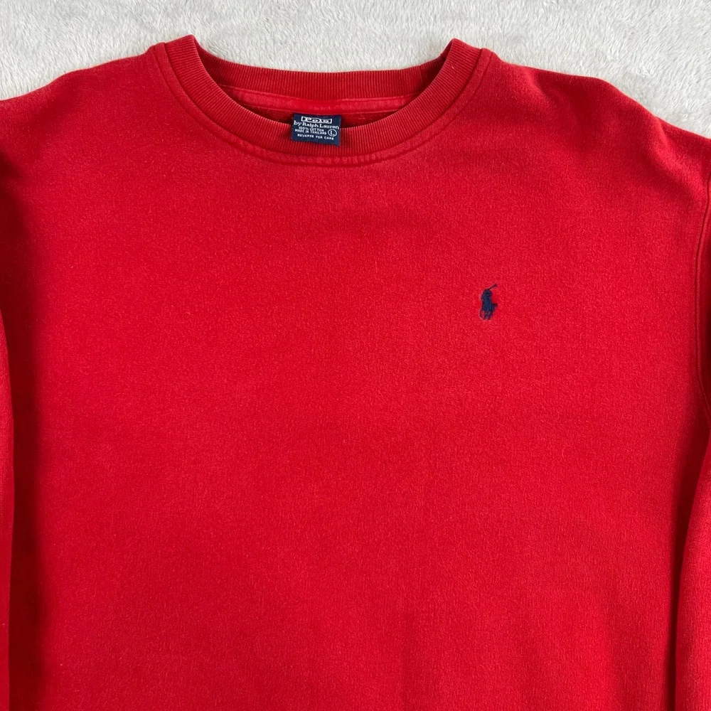 Polo Ralph Lauren Vintage Crewneck Sweatshirt L Red Men Pony Logo Y2K 90s Retro